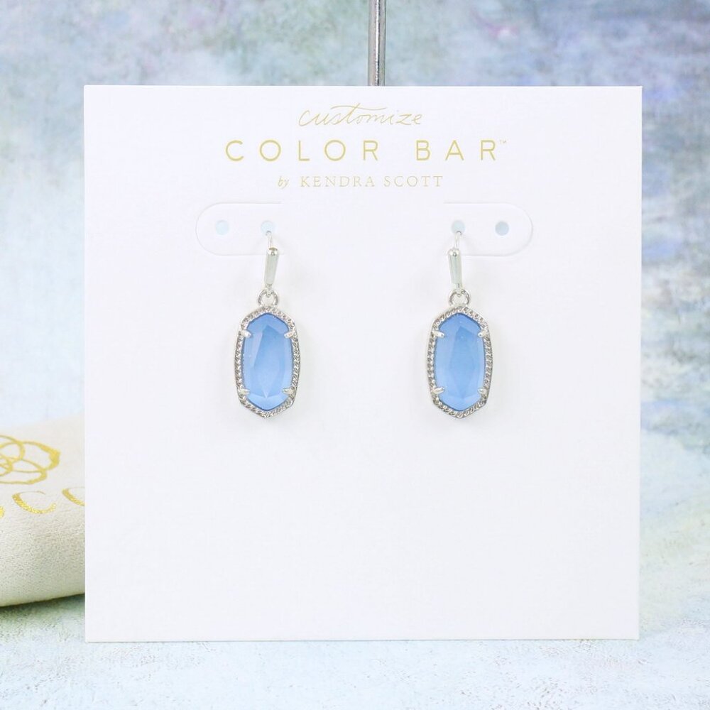 Kendra Scott Lee Periwinkle Earrings Silver Tone